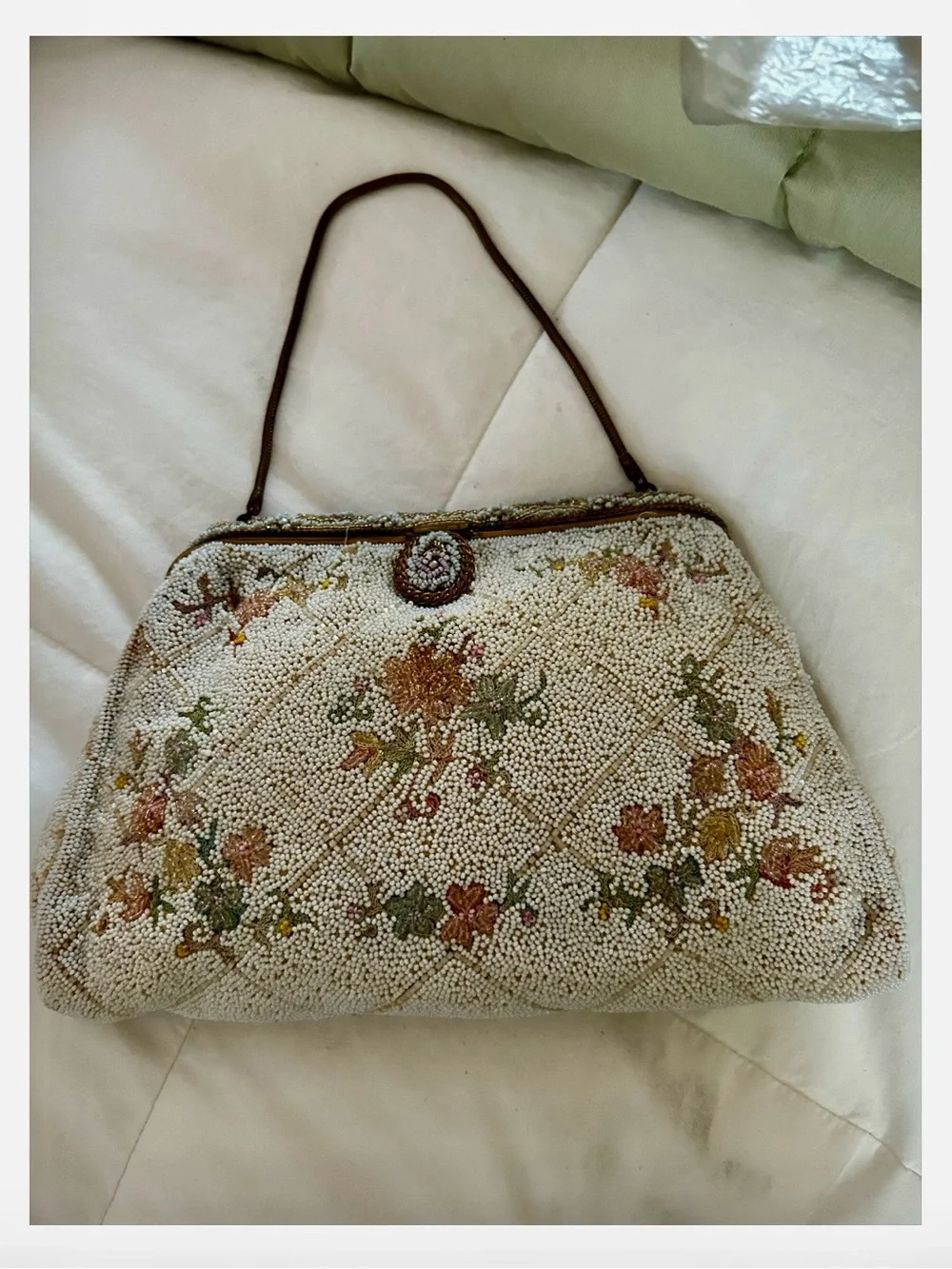 Crystal-Embellished Silver Evening Bag